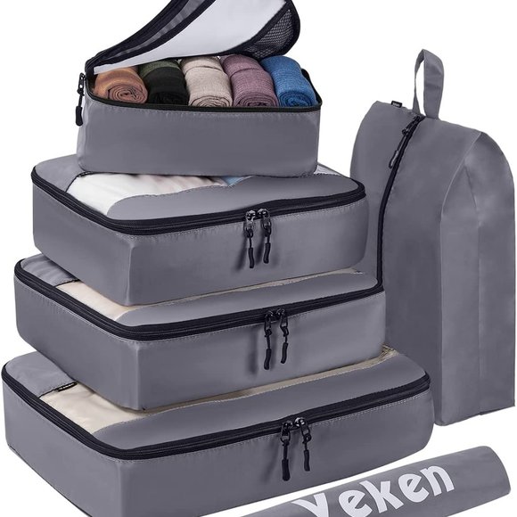 New  6 Set Packing Cubes, Travel Luggage Organizers with Laundry Bag & Shoe Bag - Picture 3 of 14
